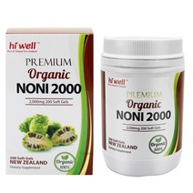 Hiwell [뉴질랜드 노니] 하이웰 프리미엄 오가닉 노니 2000mg 200캡슐 1개 (치약사은품증정)
