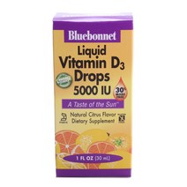 블루보넷 리퀴드 비타민 D3 드롭스 5000IU 내추럴 시트러스 글루텐 프리, 30ml, 1개