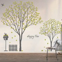 [뭉키데코] Happy Tree, 다크그레이+올리브+라이트올리브