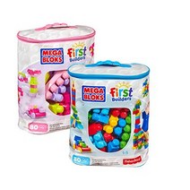 메가블럭 우리아기 첫블럭 빅빌딩백(핑크) 80개입, 1-5세