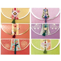 프롬앤투 전통자수 용돈봉투 6종 세트 FB216, 혼합 색상, 1세트