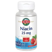 Kal 니아신 25mg 스트로베리 맛 마이크로 타블렛, 200개입, 1개