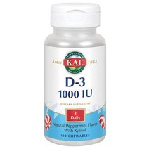 Kal D-3 1000 IU 내추럴 페퍼민트 맛 츄어블, 100개입, 1개