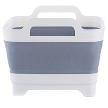 민스리빙 주방 접이식 사각 짧은 손잡이 바스켓 설거지통, 1개, 그레이