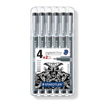 스테들러 피그먼트 라이너 308 디자인용 펜 6종, 흑색, 1세트