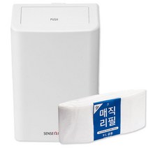 센스큐 매직 6L 벽걸이휴지통 + 전용비닐봉투 리필, 신상화이트, 1세트