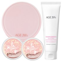 에이지투웨니스 클리어 글래스 에센스 톤업 팩트 케이스 + 리필 2p + 클렌징폼 세트, 핑크(팩트), 1세트