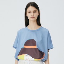미카이브 여성용 더블실켓얼굴 그래픽 반팔 티셔츠 HVTS321Q