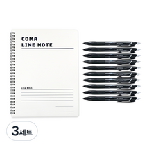 투코비 코마 스프링 라인노트 + 제트스트림 볼펜 흑색 0.7mm 10p 세트, 화이트(노트), 3세트