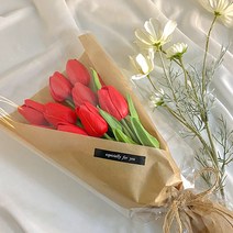 이플린 감성 조화 크라프트 튤립 꽃다발 10송이, 레드