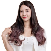 준 투컬러 웨이브 붙임머리 50cm 130g, 블랙 + 애쉬핑크, 1개