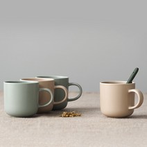 보울보울 레트로라인 머그컵 그린티 320ml x 2p + 베이지 320ml x 2p, 혼합색상, 1세트