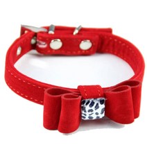 카니스 러블리 리본 목줄 레드 PYW5269, S (1.3cm x 30cm), 1개