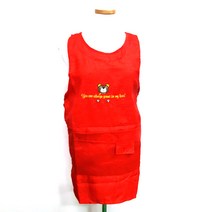 바이데코 곰자수 앞치마 YJ047-1, 빨강, 1개