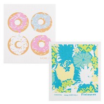 쿠 행주 2p세트 도넛 + 칵테일 그린, 혼합 색상