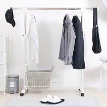 리빙해피 이동식 선반행거 1단, 화이트