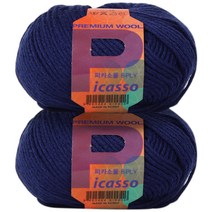 피카소 울 6PLY 뜨개실 2p, 39 (남색), 2개