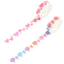 라이프포인트 수채화물감 마스킹 테이프 하트 + 열기구, 혼합 색상, 1세트