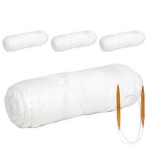 체스코튼목도리DIY 코튼롤 + 고급흑대바늘4.5mm, 1세트, 27 백색