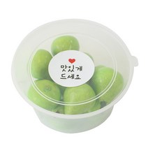 황씨네도시락 PP원형 내열도시락 뚜껑일체형 용기 대 12p + 화이트원형 맛있게드세요 스티커 12p, 1세트