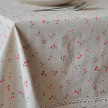 마켓감성 코튼 플라워패턴 테이블 보 2인용, 핑크꽃, 2인 (90 x 90cm)