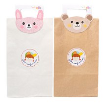 피크닉하우스 손잡이스티커 토끼 20p + 곰돌이 20p + 각대종이봉투 화이트 20p + 크라프트 20p + 소녀원형스티커 40p, 혼합 색상, 1세트