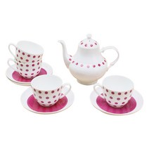엘케이메이드 본차이나 칼라 도트 핑크 티타임 세트, 1세트, 10p