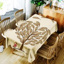 아울리빙 일러스트 감성디자인 식탁보, F, 140 x 140 cm