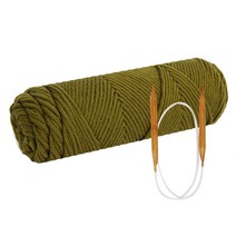 쁘띠목도리 DIY 올뉴 코튼롤 뜨개실 4p + 줄바늘 7mm + 도안, 66번 올리브, 1세트