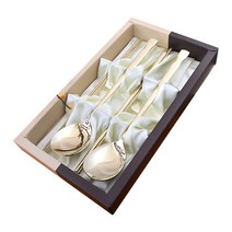 현진 딤플 민무늬 티타늄 수저세트, 1세트, 수저 2p + 정품 케이스