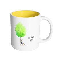 핸드팩토리 나무그늘남자 숨만 쉬어도 힐링 머그컵, 내부 옐로우, 1개