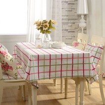 이코디 체크 그리드 테이블 보, 핑크그린, 110 x 170 cm