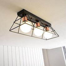 투플레이스 루스 주방 3등 천장등, 블랙