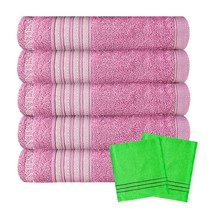 송월타월 카운테스 마라 주름라인 수건 5p + 때타올 연두 2p, 분홍, 1세트