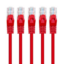 AVIVE 고급형 UTP 2m CAT5.E 랜선 케이블, RED, 5개입