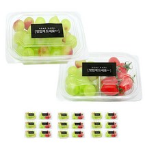 도나앤데코 미니 사각 샐러드 투명 일회용 용기 한칸 10p   두칸 10p   검정 스티커 맛있게드세요 20p, 1세트