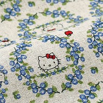 기요하라 헬로키티 보태니컬 베리 코튼린넨 패브릭원단, 키나리 + 블루