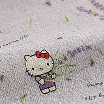 기요하라 헬로키티 보태니컬 라벤더 코튼린넨 패브릭원단, 라일락