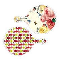 로엠디자인 서빙 원형 보드 도마 PrettyRoses 2p 세트, PrettyRoses, 애플화이트, 1세트
