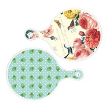 로엠디자인 서빙 원형 도마 보드 2p ParisRose 세트, ParisRose, 옥색딸기, 1세트