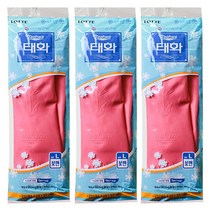 롯데 태화 고무장갑 L/꽃밴(핑크), 핑크, 3개
