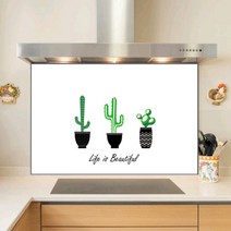 키센 주방아트보드 꽃보다 선인장 800 x 570 mm, 화이트, 1개
