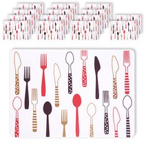 블럭마트 주방 PVC식탁매트 15p, 포크레드, 40 x 30 cm