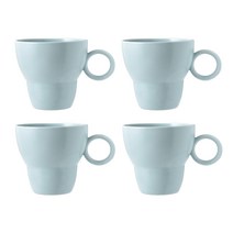 보울보울 볼볼빈티지 머그컵 380ml, 스카이블루, 4개입