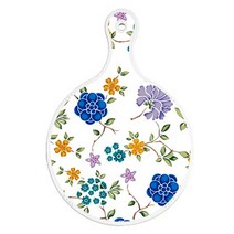 로엠디자인 양면 원형 서빙 도마 보드 로맨틱블루floral화이트, 오렌지넝쿨로즈, 1개