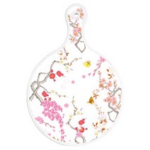 로엠디자인 양면 원형 서빙도마 보드 로맨틱연지색 floral, 우산, 1개