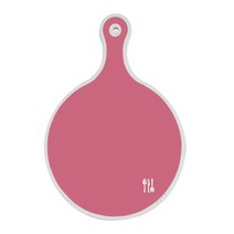 로엠디자인 양면 원형 서빙 도마 보드 핑크, 라인플라워 그린, 1개