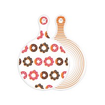 로엠디자인 양면 원형 서빙도마 보드 초코도넛, 배추라인주황, 1개
