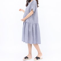 보리맘 단추 체크 임부복 원피스