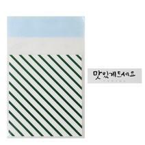 황씨네도시락 접착 스트라이프 봉투 그린 30p + 스티커 캘리 맛있게 드세요 화이트 30p, 1세트